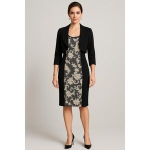 R&M‎ Richards Dress Womens 8 Sheath Floral Lace Timeless Elegant Cropped Jacket